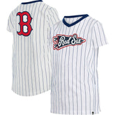 Boston Red Sox New Era Girls Youth Pinstripe V-Neck T-Shirt | MLB Outlet