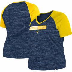 Milwaukee Brewers New Era Women's Plus Size Space Dye Raglan V-Neck T-Shirt | MLB US