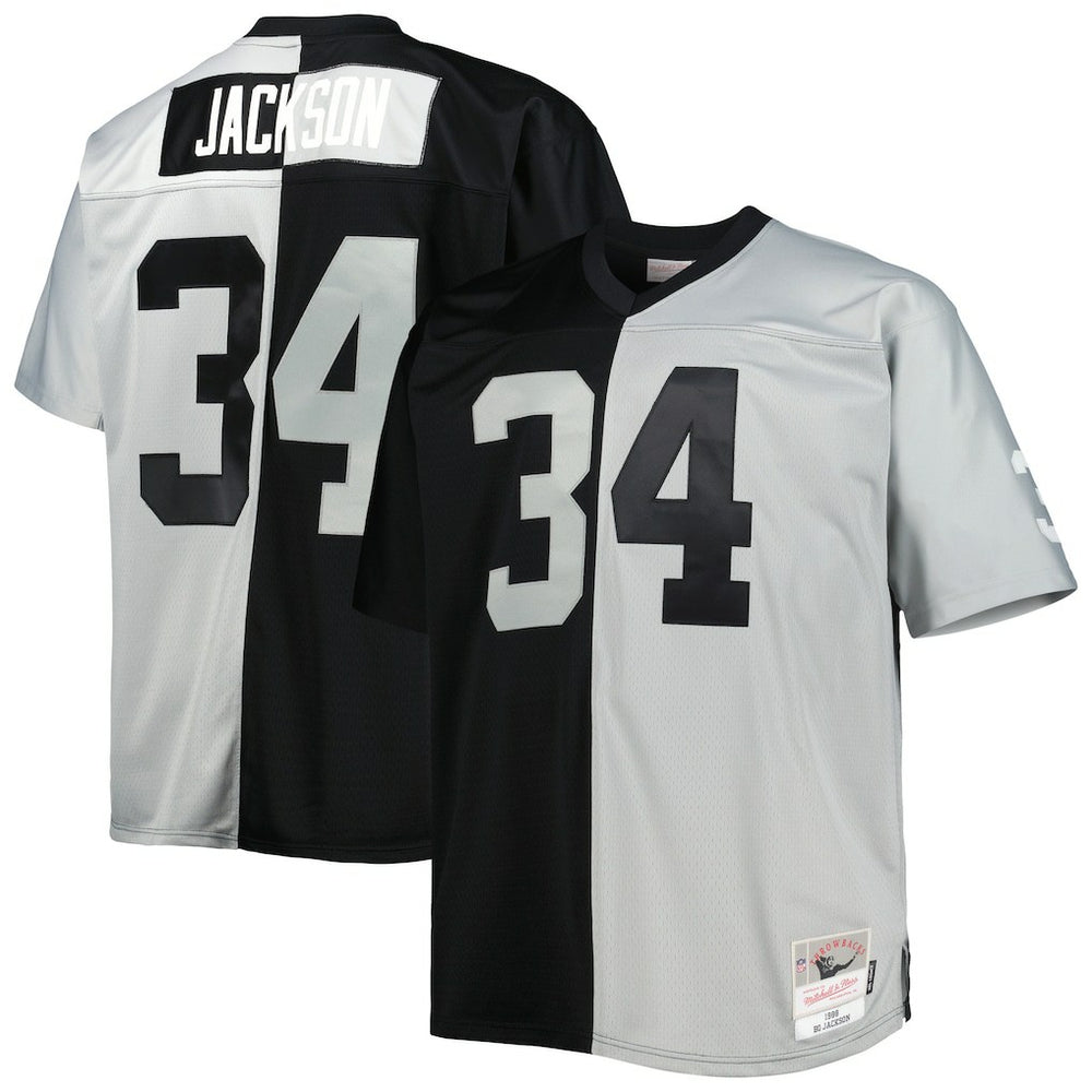 Bo Jackson Las Vegas Raiders Big & Tall Split Legacy Retired Player Replica Jersey - Black/Silver outlet
