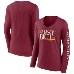 Washington Commanders Fanatics Women's Hometown Sweep Long Sleeve V-Neck T-Shirt