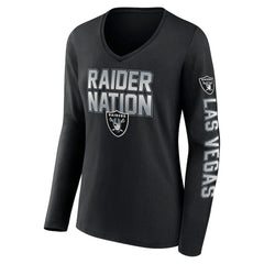 Las Vegas Raiders Fanatics Women's Hometown Sweep Long Sleeve V-Neck T-Shirt