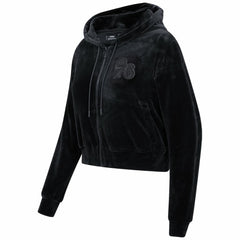 Philadelphia 76ers Pro Standard Women's Triple Black Velour Full-Zip Hoodie discount Online