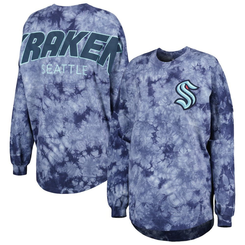 Seattle Kraken Fanatics Women's Crystal-Dye Long Sleeve T-Shirt For Sale