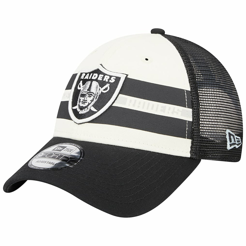 Las Vegas Raiders New Era Team Stripe Trucker 9FORTY Snapback Hat