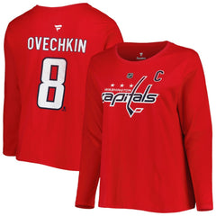 Washington Capitals Profile Women's Plus Size Distressed Printed Name & Number Long Sleeve T-Shirt Discount