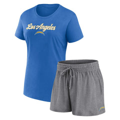 Los Angeles Chargers Fanatics Women's Script T-Shirt & Shorts Lounge Set