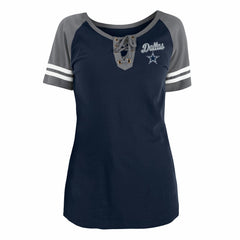 Dallas Cowboys New Era Women's Team Logo Lace-Up Raglan T-Shirt