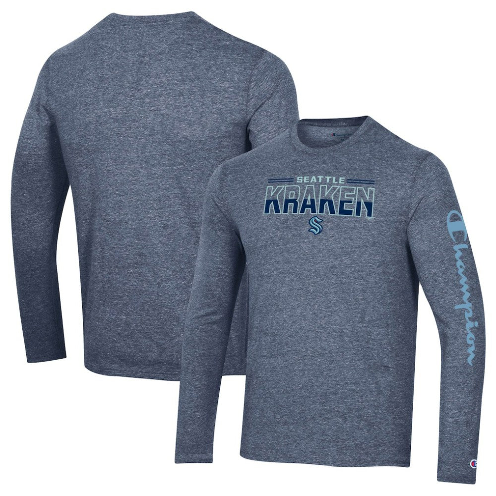 Seattle Kraken Champion Tri-Blend Long Sleeve T-Shirt On Sale