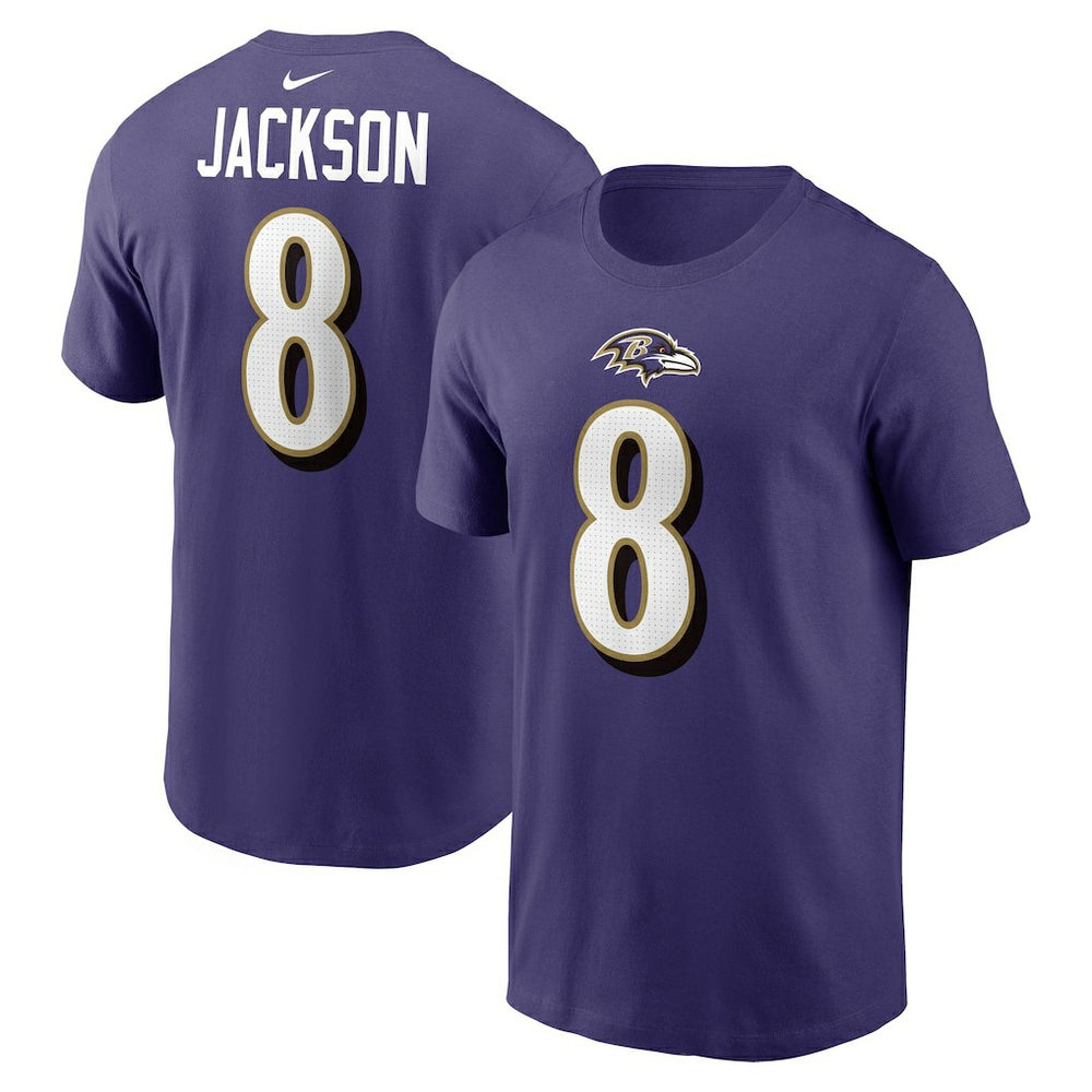 Baltimore Ravens Nike Lamar Jackson Player Name & Number T-Shirt