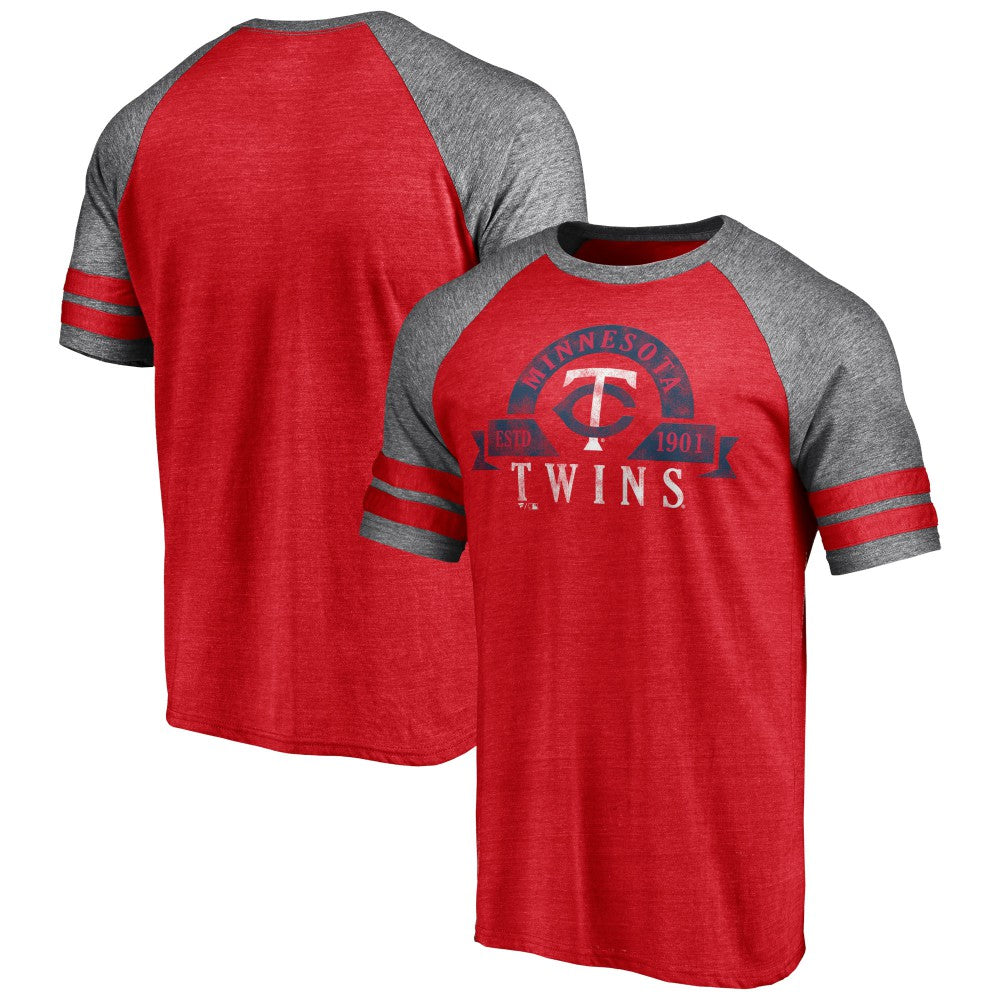 Minnesota Twins Fanatics Utility Two-Stripe Raglan Tri-Blend T-Shirt | MLB New