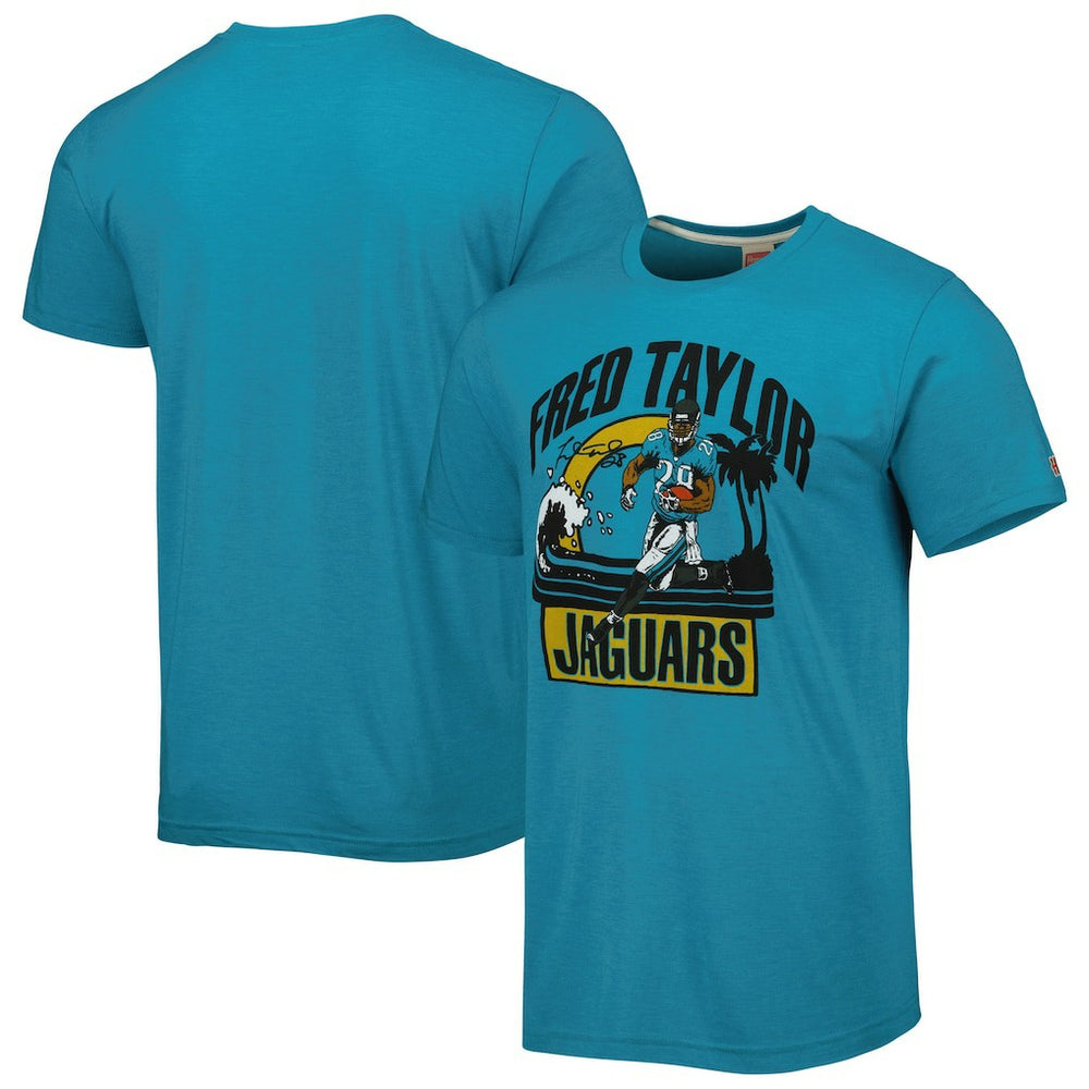 Jacksonville Jaguars Fred Taylor Homage Unisex Caricature Retired Player Tri-Blend T-Shirt