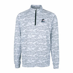 Miami Marlins Cutter & Buck Big & Tall Traverse Camo Print Stretch Quarter-Zip Pullover Top | MLB New