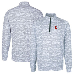Cleveland Guardians Cutter & Buck Big & Tall Traverse Camo Print Stretch Quarter-Zip Pullover Top | MLB New