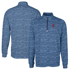 Philadelphia Phillies Cutter & Buck Big & Tall Traverse Camo Print Stretch Quarter-Zip Pullover Top | MLB Outlet