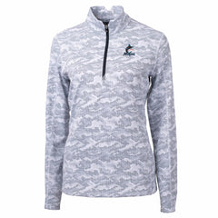 Miami Marlins Cutter & Buck Women's Traverse Camo Print Stretch Quarter-Zip Pullover Top | MLB For sale
