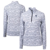 New York Yankees Cutter & Buck Women's Traverse Camo Print Stretch Quarter-Zip Pullover Top | MLB US