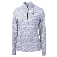 Los Angeles Angels Cutter & Buck Women's Traverse Camo Print Stretch Quarter-Zip Pullover Top | MLB On Sale