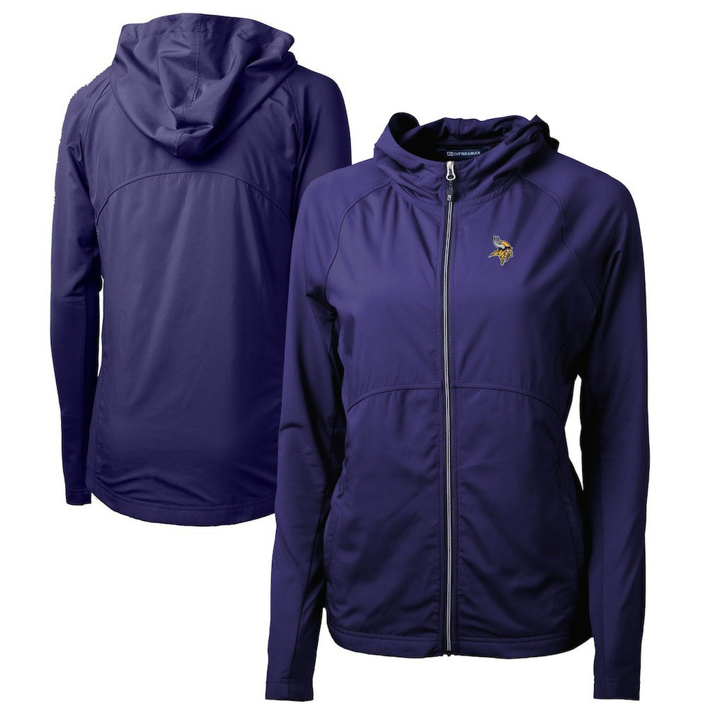 Minnesota Vikings Cutter & Buck Women's Adapt Eco Knit Hybrid Recycled Full-Zip Hoodie