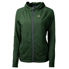 Green Bay Packers Cutter & Buck Women's Adapt Eco Knit Hybrid Recycled Full-Zip Hoodie