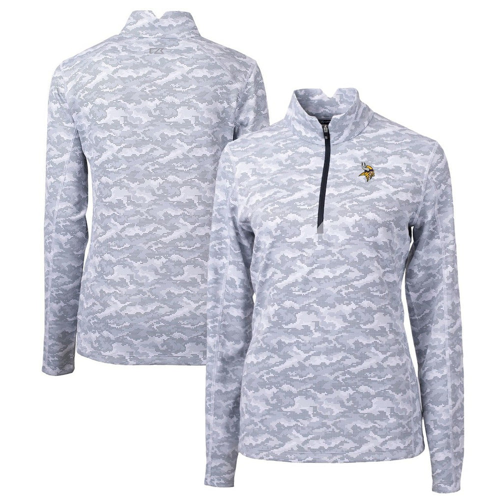 Minnesota Vikings Cutter & Buck Women's Traverse Camo Print Stretch Quarter-Zip Pullover Top