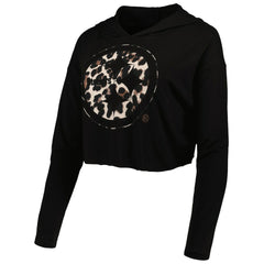 Pittsburgh Steelers T.J. Watt Majestic Threads Women's Leopard Player Name & Number Long Sleeve Cropped Hoodie