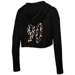 Pittsburgh Steelers T.J. Watt Majestic Threads Women's Leopard Player Name & Number Long Sleeve Cropped Hoodie