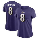 Baltimore Ravens Nike Lamar Jackson Women's Player Name & Number T-Shirt