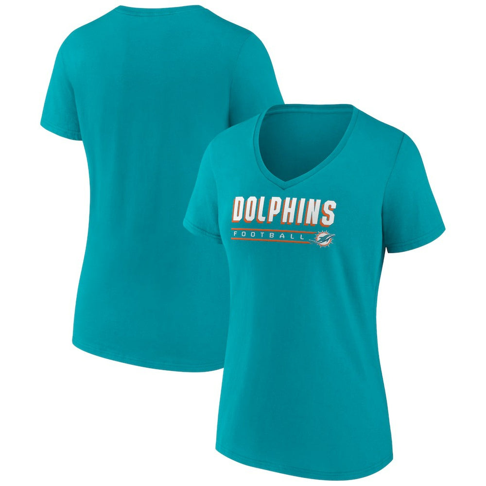 Miami Dolphins Women's Primary Play V-Neck T-Shirt