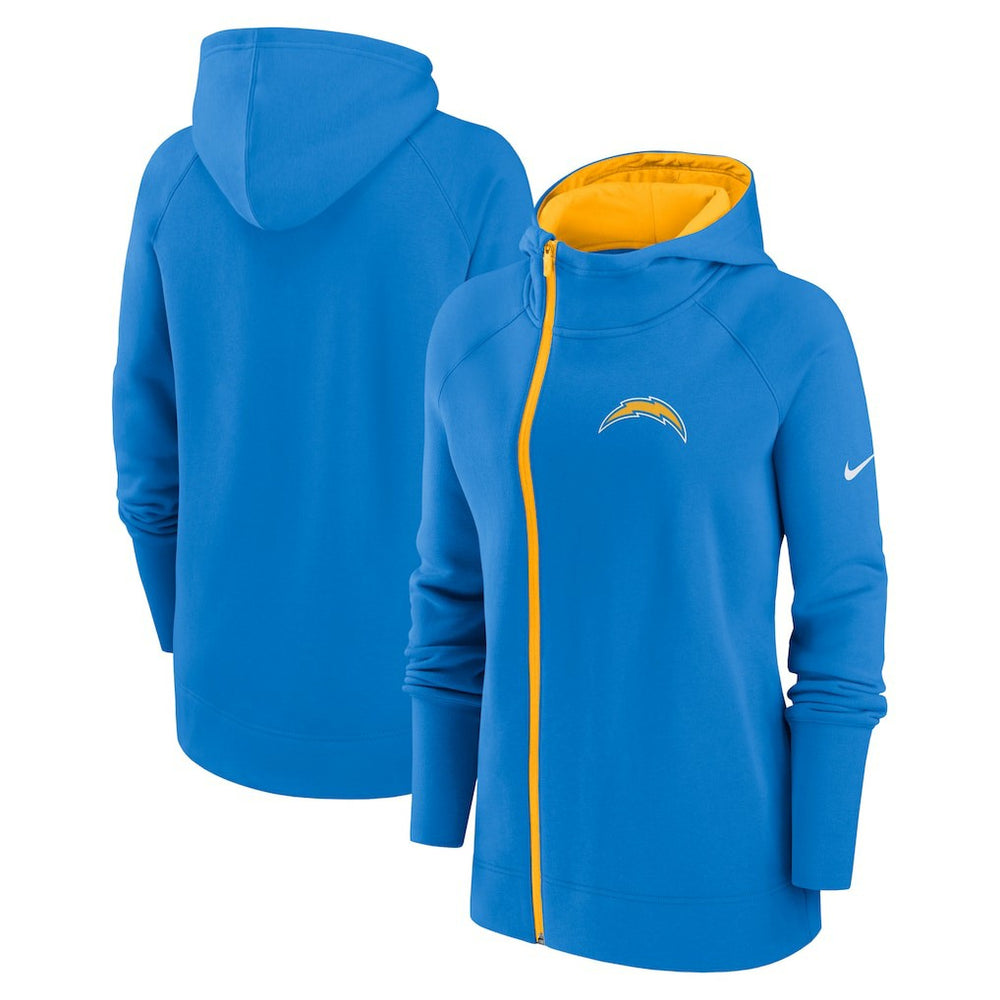 Los Angeles Chargers Nike Women's Asymmetrical Raglan Full-Zip Hoodie