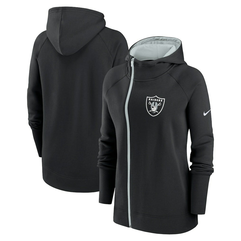 Las Vegas Raiders Nike Women's Asymmetrical Raglan Full-Zip Hoodie