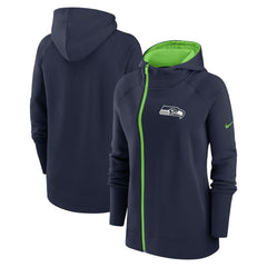 Seattle Seahawks Nike Women's Asymmetrical Raglan Full-Zip Hoodie