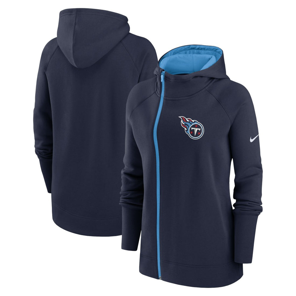 Tennessee Titans Nike Women's Asymmetrical Raglan Full-Zip Hoodie
