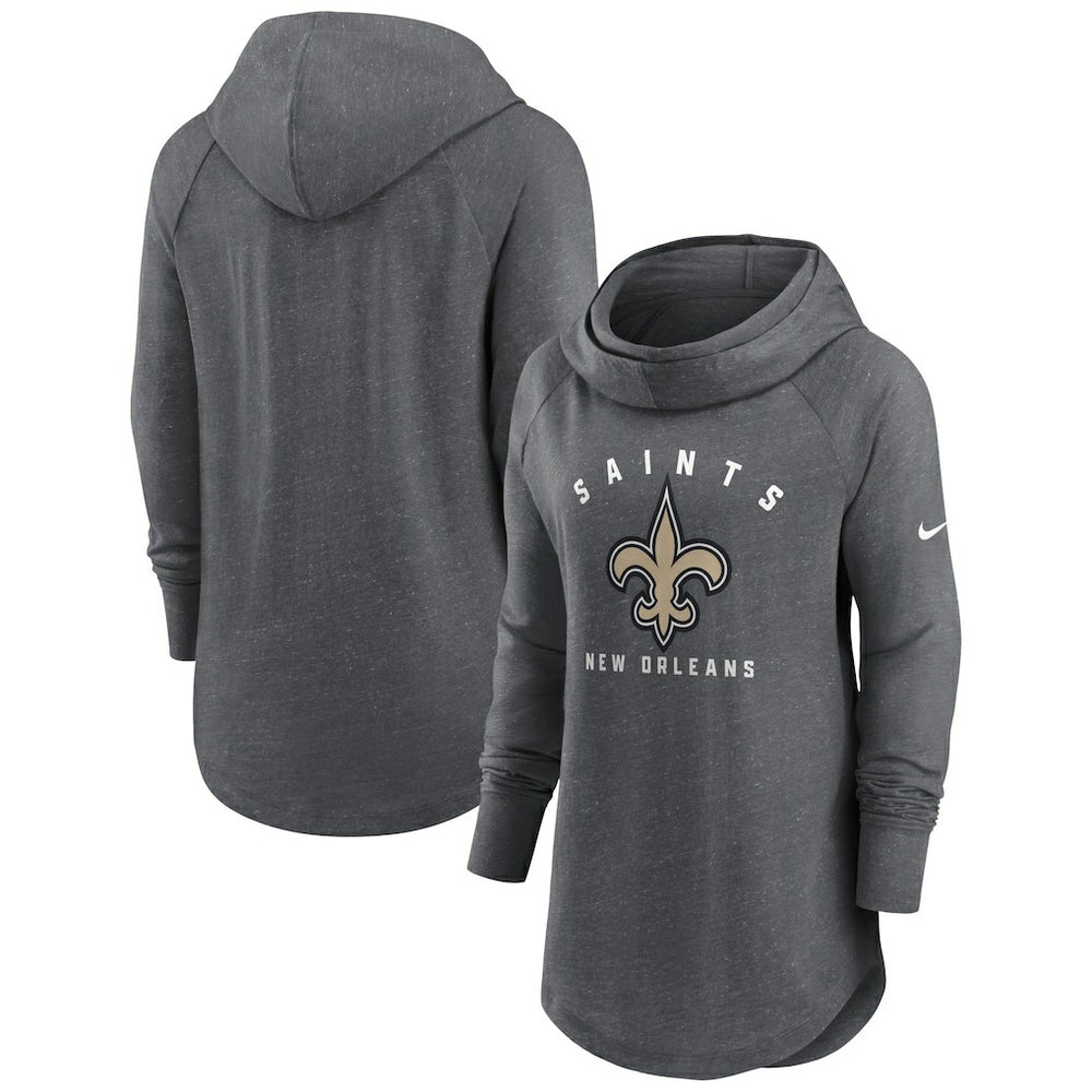 New Orleans Saints Nike Women's Raglan Funnel Neck Pullover Hoodie