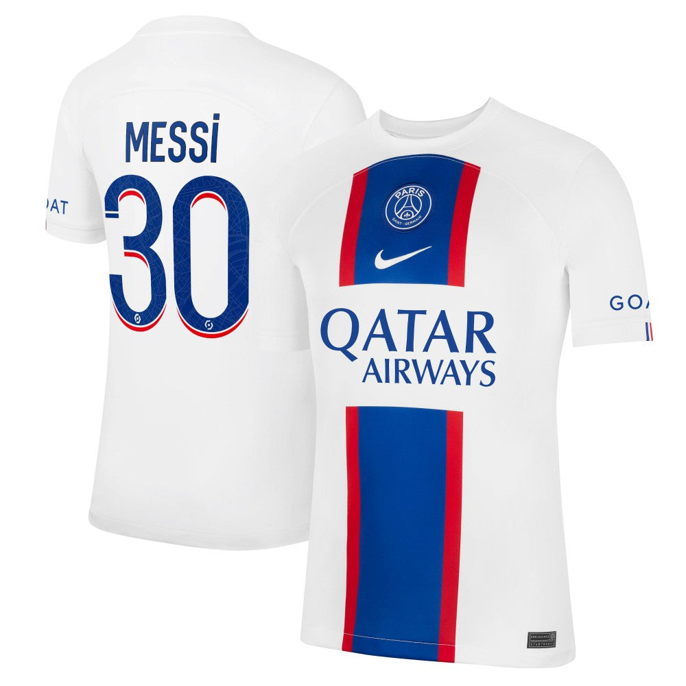 Lionel Messi Paris Saint-Germain 2022/23 Third Breathe Stadium Replica Player Jersey White - Nike
