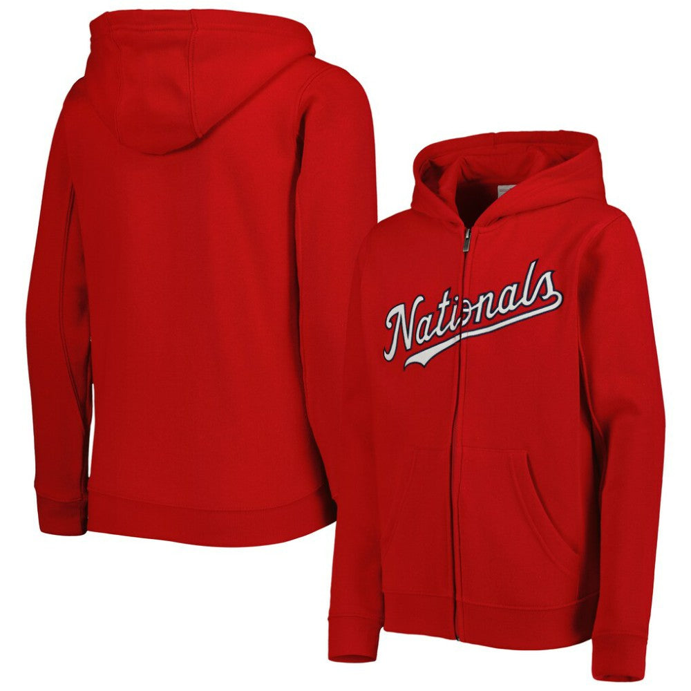 Washington Nationals Youth Wordmark Full-Zip Fleece Hoodie | MLB For sale