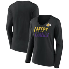 Los Angeles Lakers Women's Tumble V-Neck Long Sleeve T-Shirt For Sale