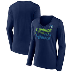 Minnesota Timberwolves Women's Tumble V-Neck Long Sleeve T-Shirt On Sale