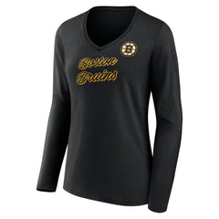 Boston Bruins Women's Forge Long Sleeve V-Neck T-Shirt Discount