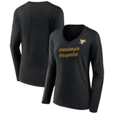 Pittsburgh Penguins Women's Forge Long Sleeve V-Neck T-Shirt Discount