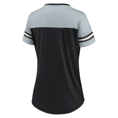 Las Vegas Raiders Fanatics Women's Blitz & Glam Lace-Up V-Neck Jersey T-Shirt