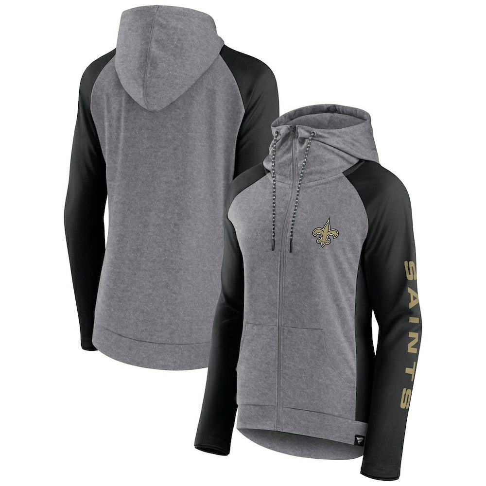 New Orleans Saints Fanatics Women's Blind Side Lightweight Full-Zip Hoodie