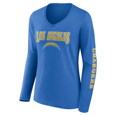 Los Angeles Chargers Fanatics Women's Wordmark Long Sleeve V-Neck T-Shirt
