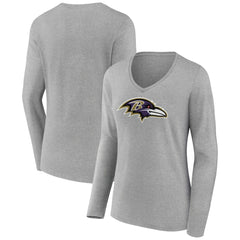 Baltimore Ravens Women's Primary Team Logo Long Sleeve V-Neck T-Shirt