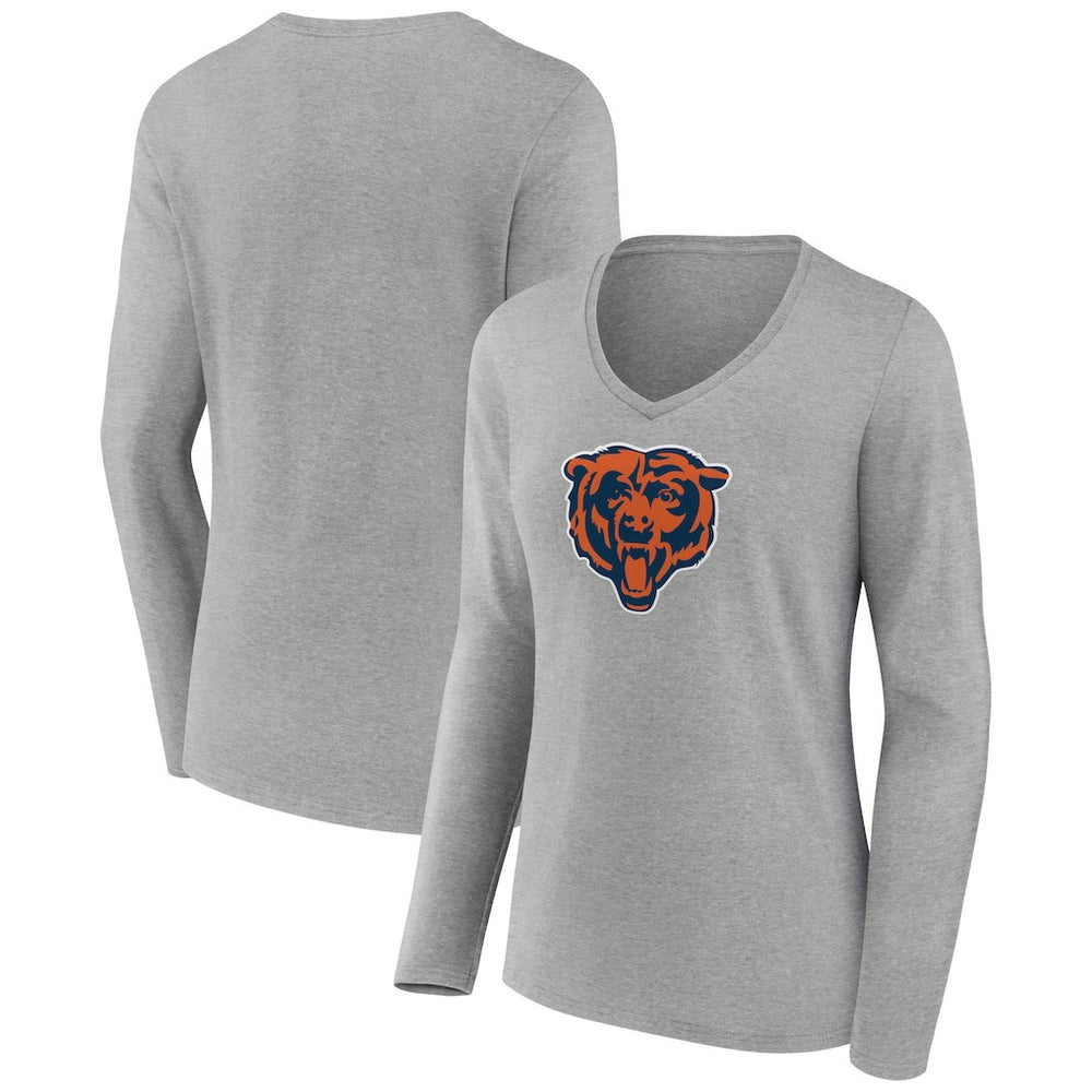 Chicago Bears Women's Primary Team Logo Long Sleeve V-Neck T-Shirt