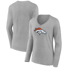 Denver Broncos Women's Primary Team Logo Long Sleeve V-Neck T-Shirt
