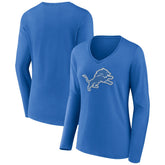 Detroit Lions Women's Primary Team Logo Long Sleeve V-Neck T-Shirt