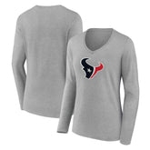 Houston Texans Women's Primary Team Logo Long Sleeve V-Neck T-Shirt