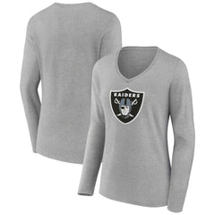 Las Vegas Raiders Women's Primary Team Logo Long Sleeve V-Neck T-Shirt