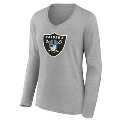 Las Vegas Raiders Women's Primary Team Logo Long Sleeve V-Neck T-Shirt