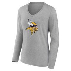 Minnesota Vikings Women's Primary Team Logo Long Sleeve V-Neck T-Shirt